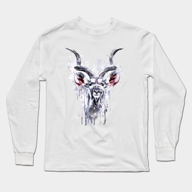 Greater Kudu Spiral Horned Antelope Long Sleeve T-Shirt by Marian Voicu